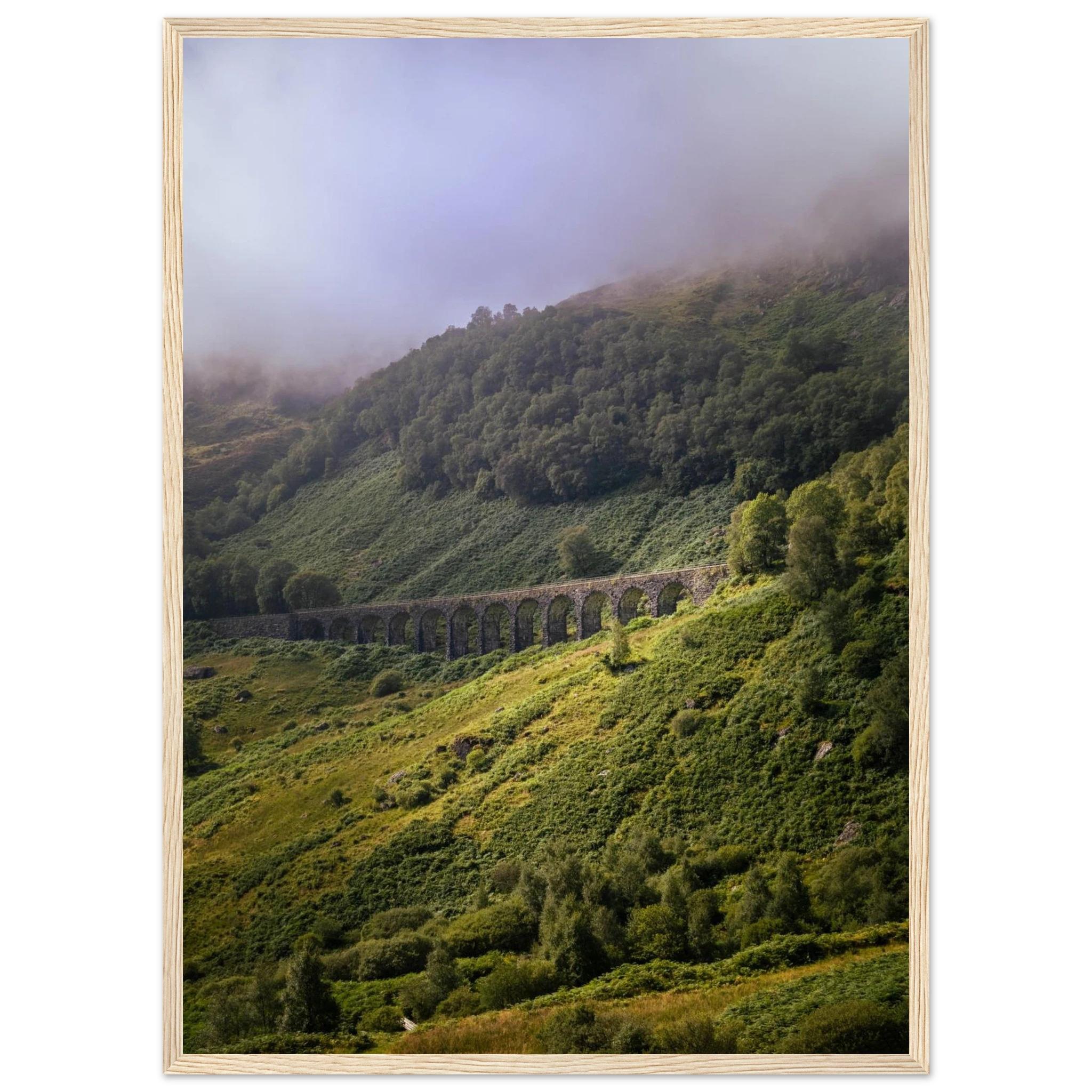 Glen Ogle Viaduct among misty mountains in the
Scottish Highlands