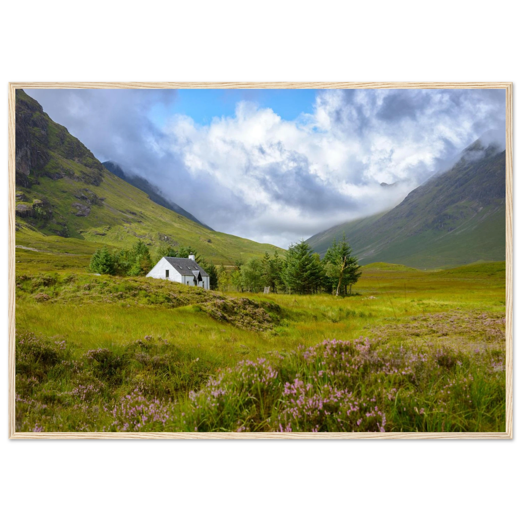 Lagangarbh Cottage surrounded by misty mountains
in Glen Coe, Scotland